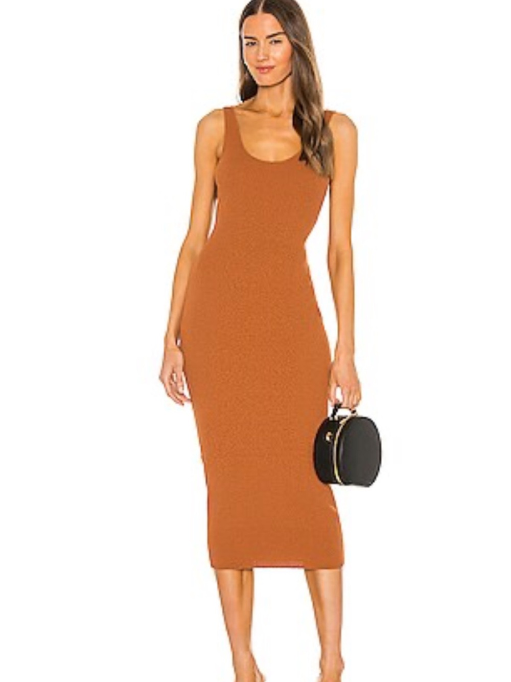 bec + bridge Ribbed Tank Midi Dress in Rust Orange size 8